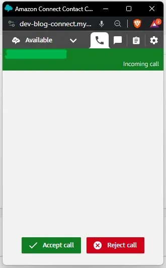 Contact Control Panel with incoming call